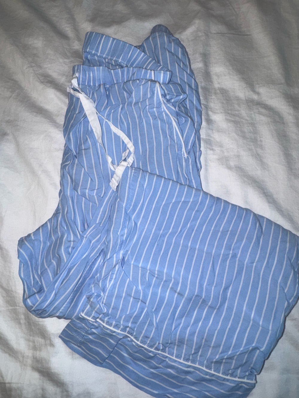 Light Blue & White Striped Drawstring pajama pants